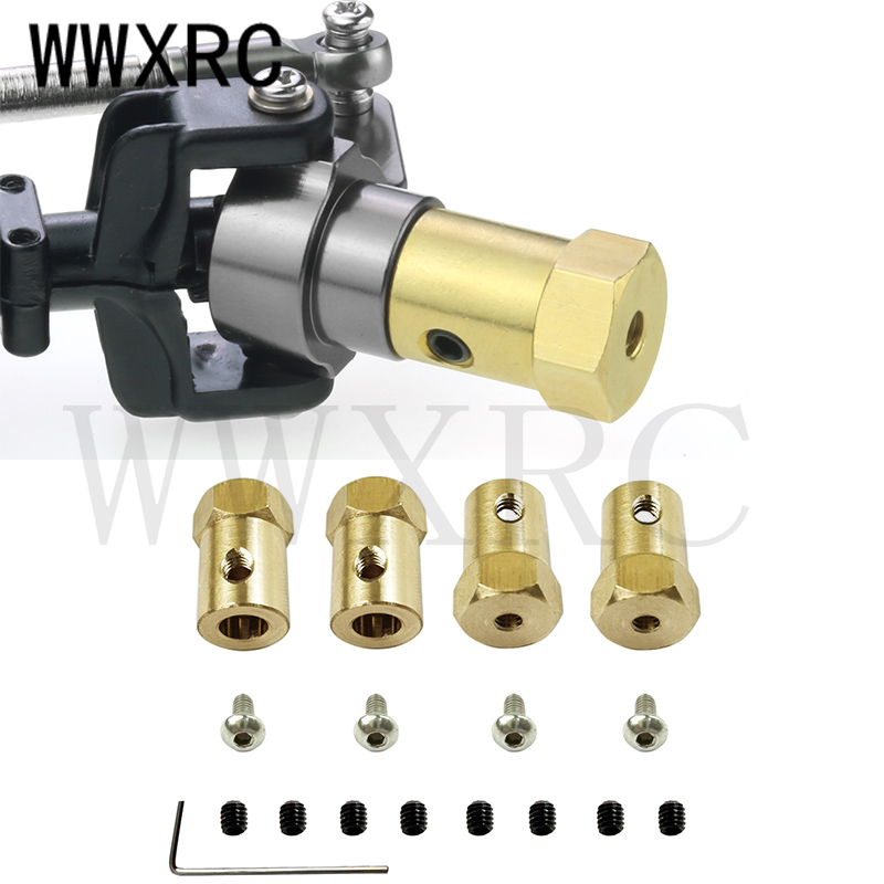 Wheel Hex Adapter - 4pcs Brass Adapter 5mm to 12mm