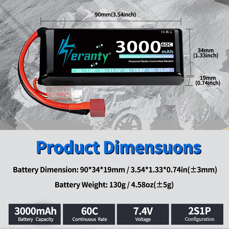 TERANTY 2S 3000mAh Lipo Batter - Rc Hobby Trucks recension och pris