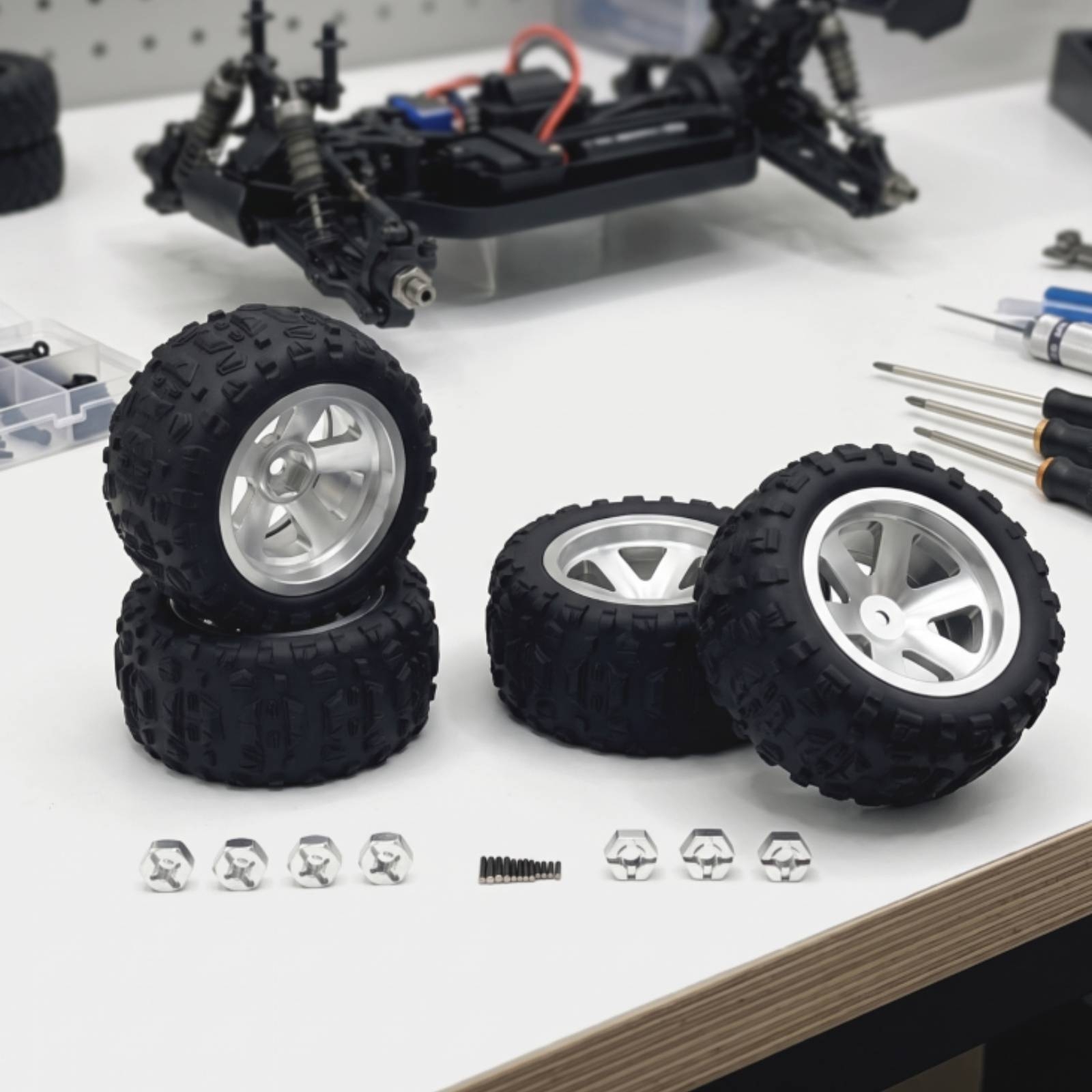 4 Pieces RC Wheel and Tire Ass - Wheel Hex Adapter recension och pris
